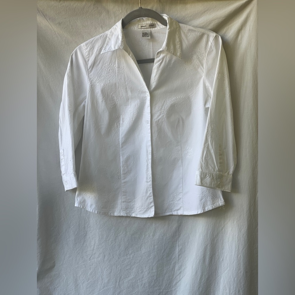 Edward Petite White embroidered shirt.